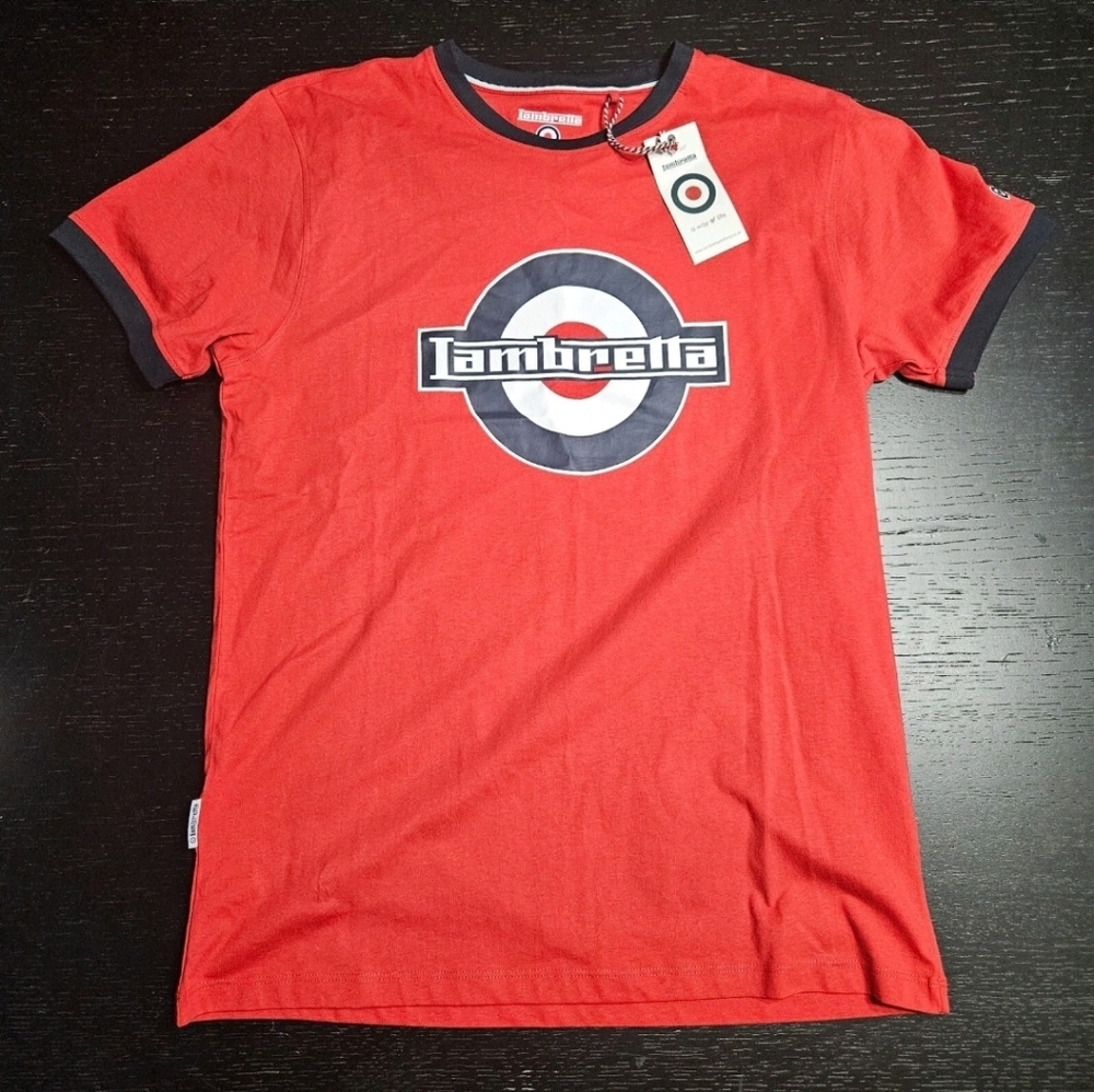 Lambretta Logo Ringer T-Shirt Mens Medium Red Tee Short Sleeve SKA